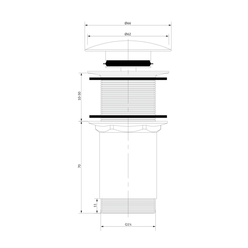 OMNIRES A716BL - Wastafel afva CLICK-CLACK diameter 6,6 cm semi-mat zwart
