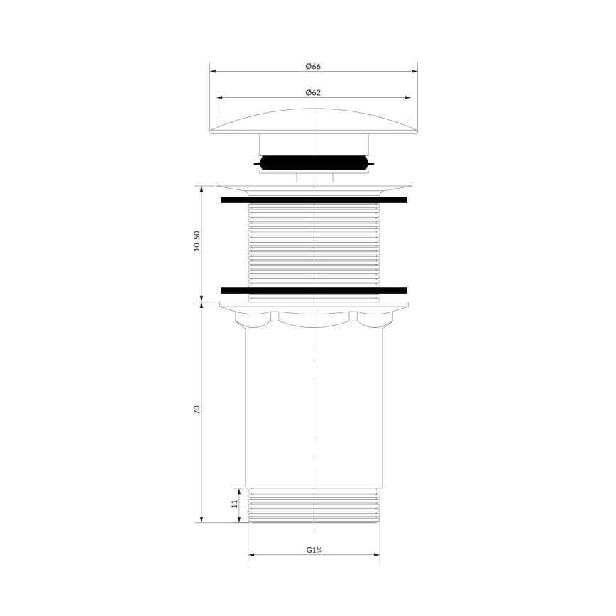 OMNIRES A716BP - Wastafel afva CLICK-CLACK diameter 6,6 cm glanzend wit