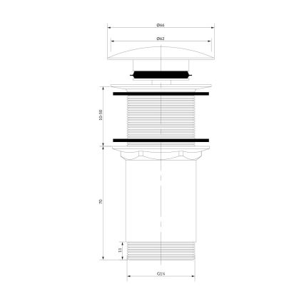 OMNIRES A716CP - Wastafel afva CLICK-CLACK diameter 6,6 cm glanzend koper