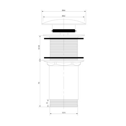 OMNIRES A716CR - Wastafel afva CLICK-CLACK diameter 6,6 cm glanzend chroom