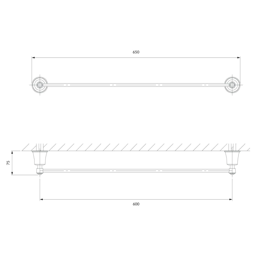 OMNIRES AL53216CR - Handdoekhouder voor aan de muur ART LINE 65 cm glanzend chroom