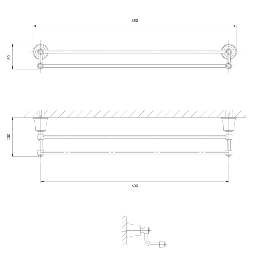OMNIRES AL53226CR - Porte-serviettes mural ART LINE 65 cm chrome brillant