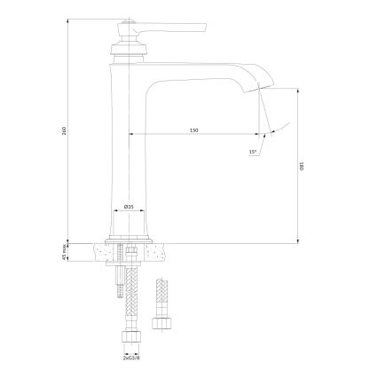 OMNIRES AM5212CR - Kraan voor wastafel ARMANCE 26 cm glanzend chroom