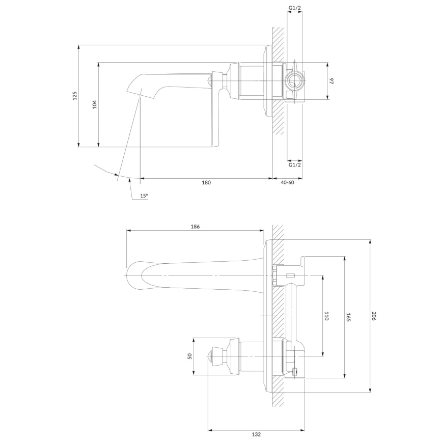 OMNIRES AM5215CR - Robinet de lavabo pour installation encastrée ARMANCE chrome brillant