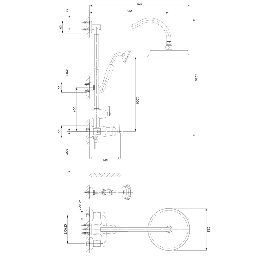 OMNIRES AM5244/6CR - Douche set met thermostatische kraan ARMANCE glanzend chroom