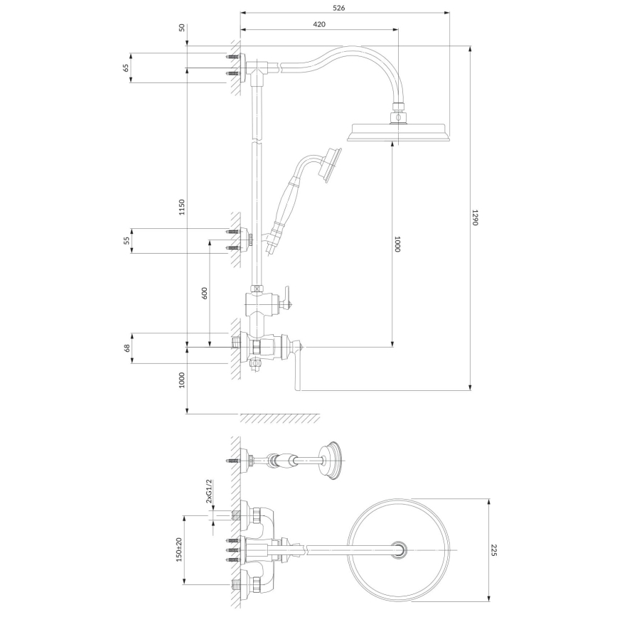 OMNIRES AM5244CR - Douche set met ARMANCE kraan glanzend chroom