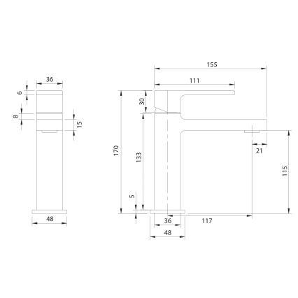 OMNIRES BA7810BL - Wastafelmengkraan BARETTI 17 cm mat zwart