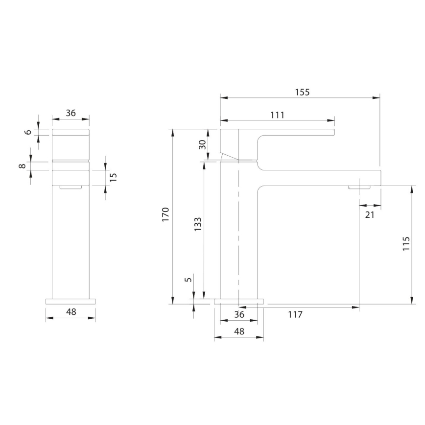 OMNIRES BA7810CR - Wastafelmengkraan BARETTI 17 cm hoogglans chroom