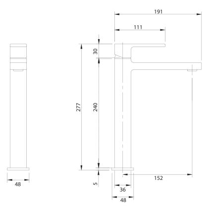 OMNIRES BA7812BL - Wastafelmengkraan BARETTI 27,7 cm, mat zwart