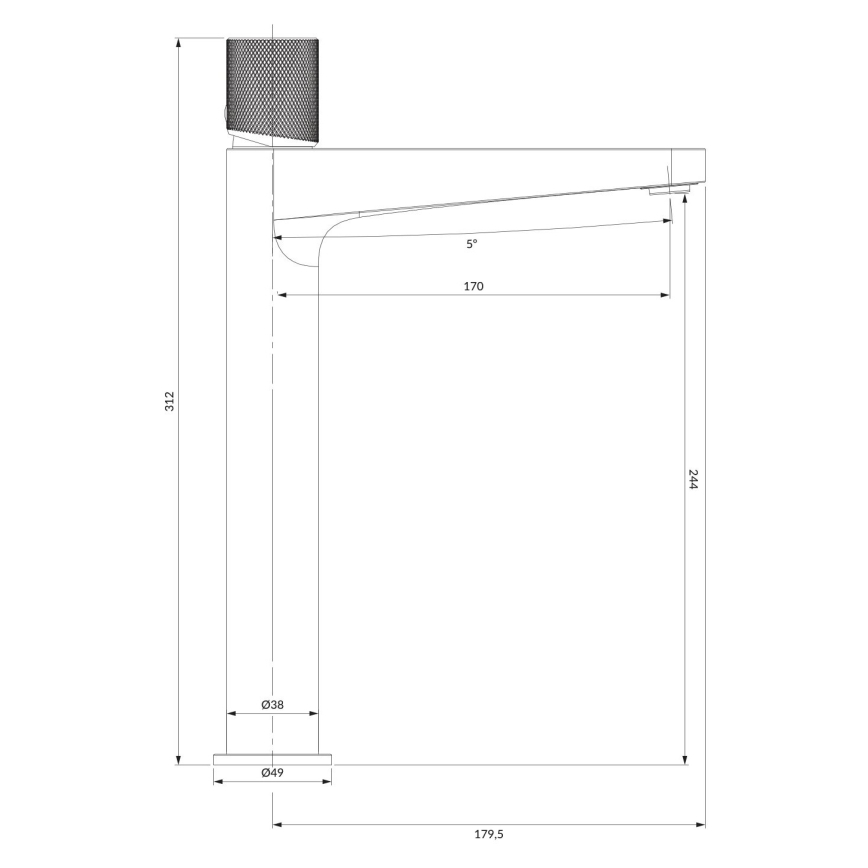 OMNIRES CT8012AT - Mitigeur pour lavabo CONTOUR 31,2 cm, anthracite brossé