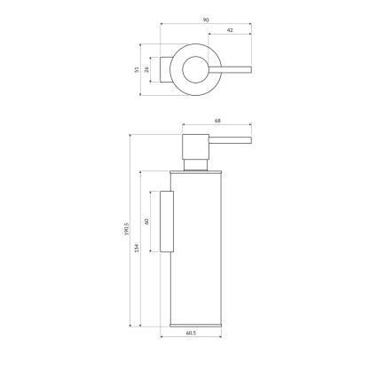 OMNIRES MP60721BL - Zeepdispenser voor aan de muur MODERN PROJECT 150 ml mat zwart
