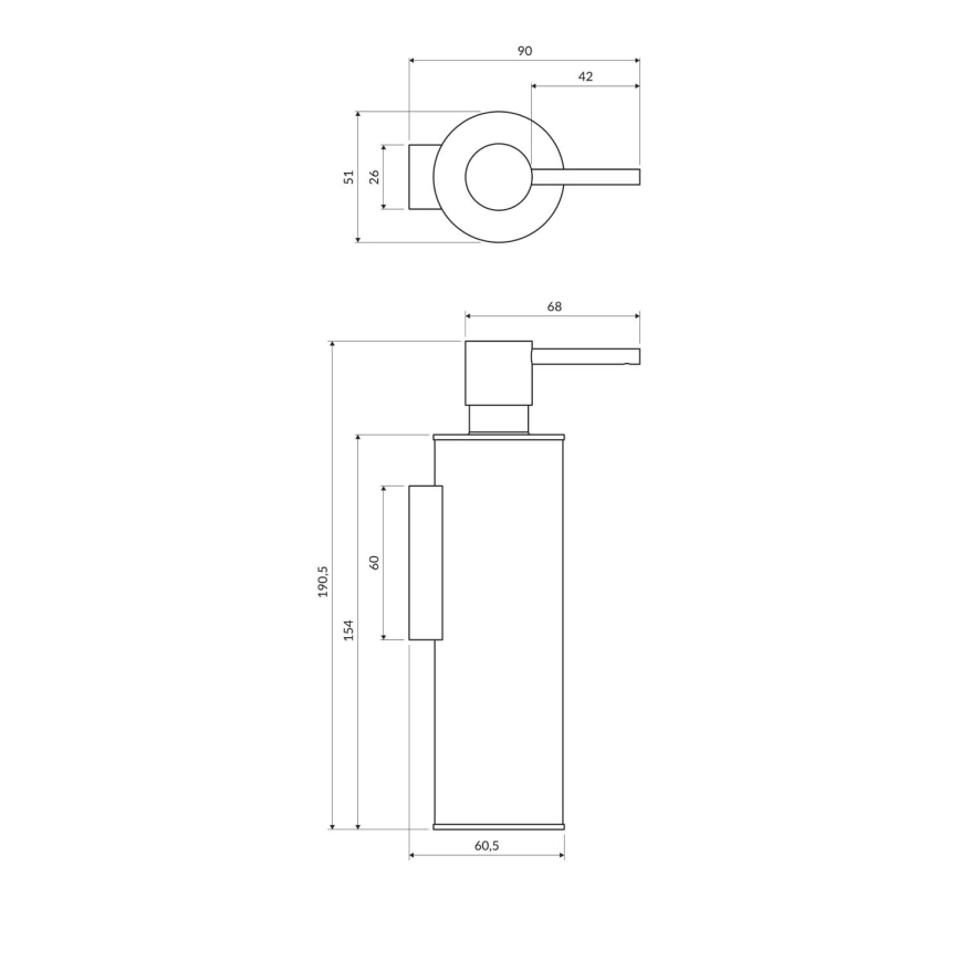 OMNIRES MP60721BL - Zeepdispenser voor aan de muur MODERN PROJECT 150 ml mat zwart