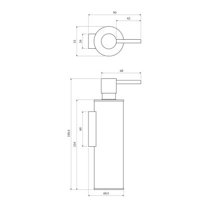 OMNIRES MP60721CR - Zeepdispenser voor aan de muur MODERN PROJECT 150 ml glanzend chroom