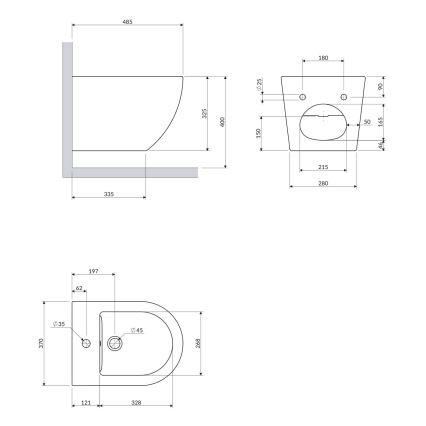 OMNIRES OTTAWABIBP - Hangend bidet OTTAWA keramiek/hoogglans wit