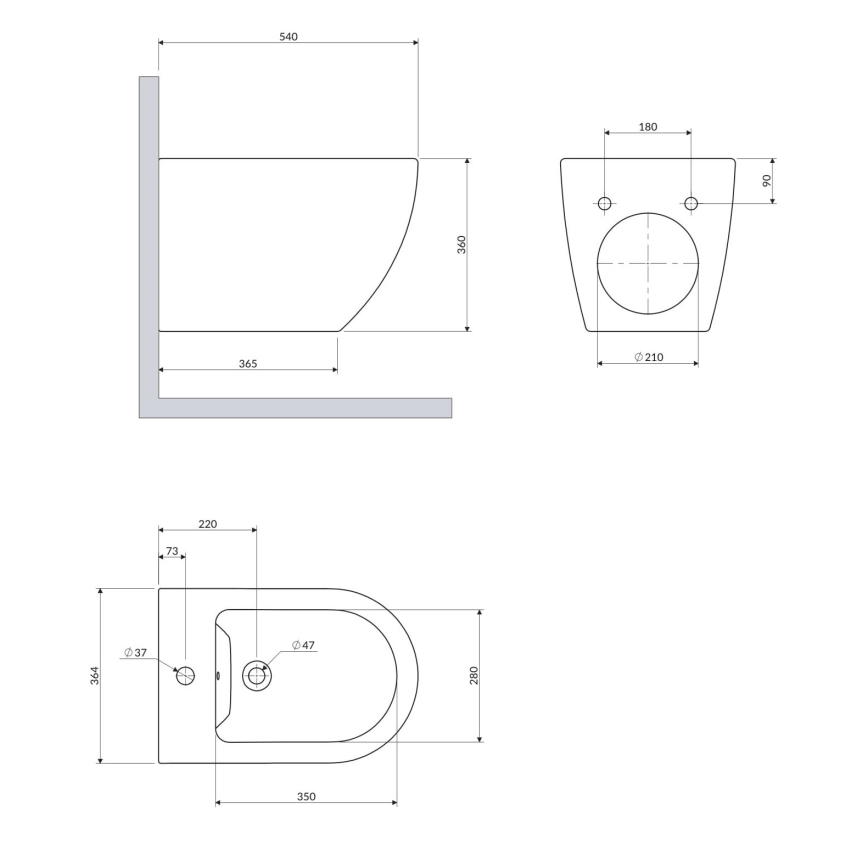 OMNIRES OTTAWACMBIBP - Wandhangend bidet OTTAWA keramiek/glanzend wit