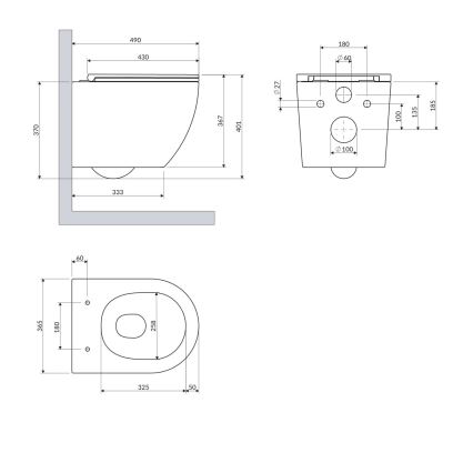 OMNIRES OTTAWASPXMWBM - Wandtoilet met toiletbril SoftClose OTTAWA keramiek/mat wit