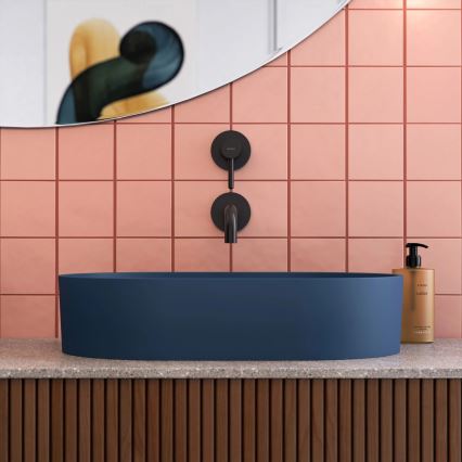 OMNIRES OVOUNMB - Opbouwwastafel OVO 55x36 cm dolomiet/mat middernachtblauw