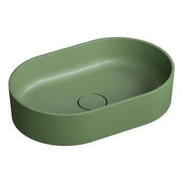 OMNIRES OVOUNOL - Lavabo à poser OVO 55x36 cm dolomite/olive mat