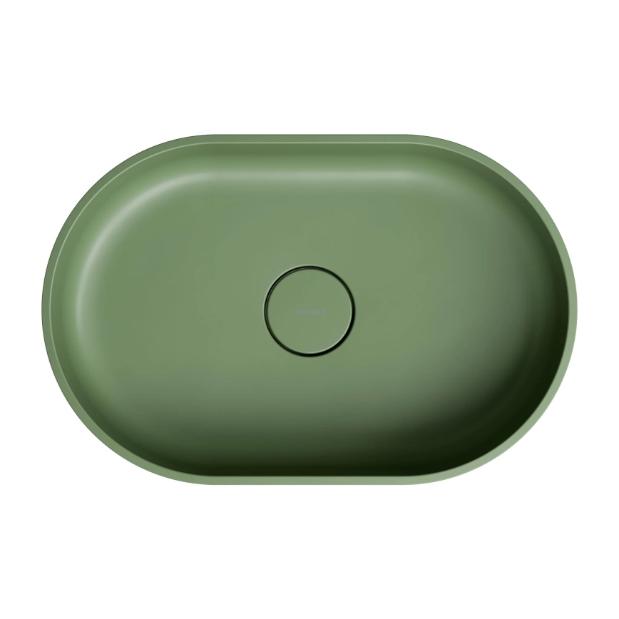 OMNIRES OVOUNOL - Opbouwwastafel OVO 55x36 cm dolomiet/mat olijfgroen