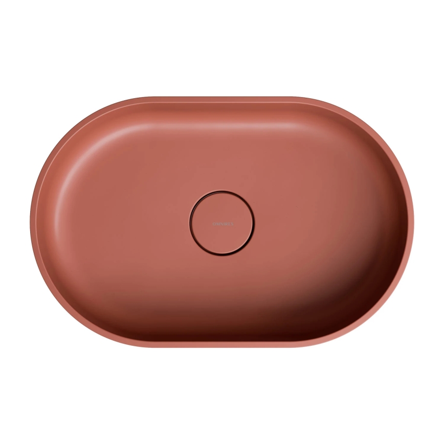 OMNIRES OVOUNTE - Opbouwwastafel OVO 55x36 cm dolomiet/mat terracotta