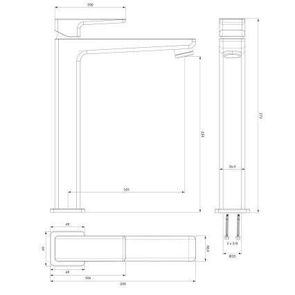 OMNIRES PM7412BL - Kraan voor wastafel PARMA 27,3 cm mat zwart