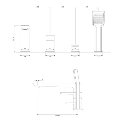 OMNIRES PM7432CR - Badkraan 4-gats PARMA glanzend chroom