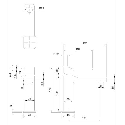 OMNIRES SL7710CR - Kraan voor wastafel SLIDE 17 cm glanzend chroom