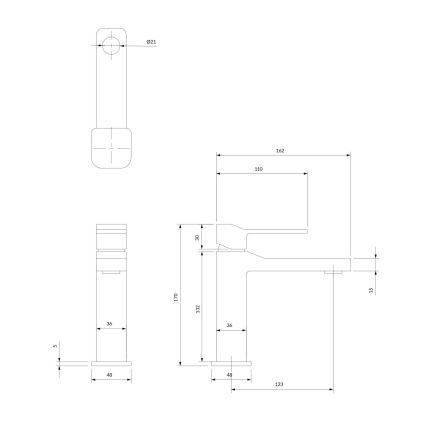 OMNIRES SL7710GR - Kraan voor wastafel SLIDE 17 cm geborsteld grafiet