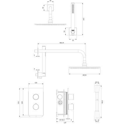 OMNIRES SYSCT11CR - Douche set met inbouwthermostaatkraan CONTOUR glanzend chroom