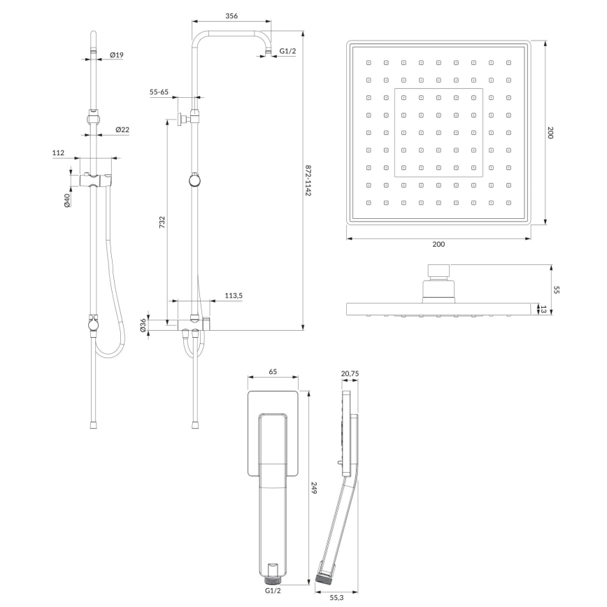 OMNIRES SYSJIMJIMCR - Douche set JIMJIM glanzend chroom