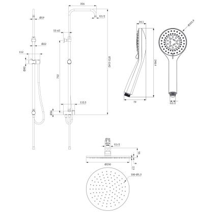OMNIRES SYSYOSEMITELUXCR - Douche set YOSEMITE glanzend chroom