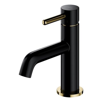 OMNIRES Y1210NBLGL - Mitigeur pour lavabo Y 16,2 cm, finition noir mat / or brillant