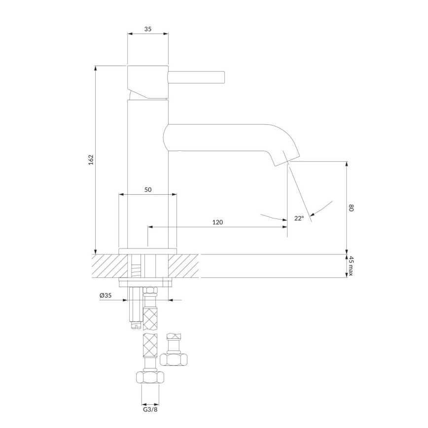 OMNIRES Y1210NCPB - Kraan voor wastafel Y 16,2 cm geborsteld koper