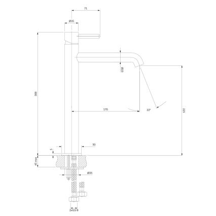 OMNIRES Y1212BLGL - Kraan voor wastafel Y 30,8 cm semi-mat zwart/glanzend goud