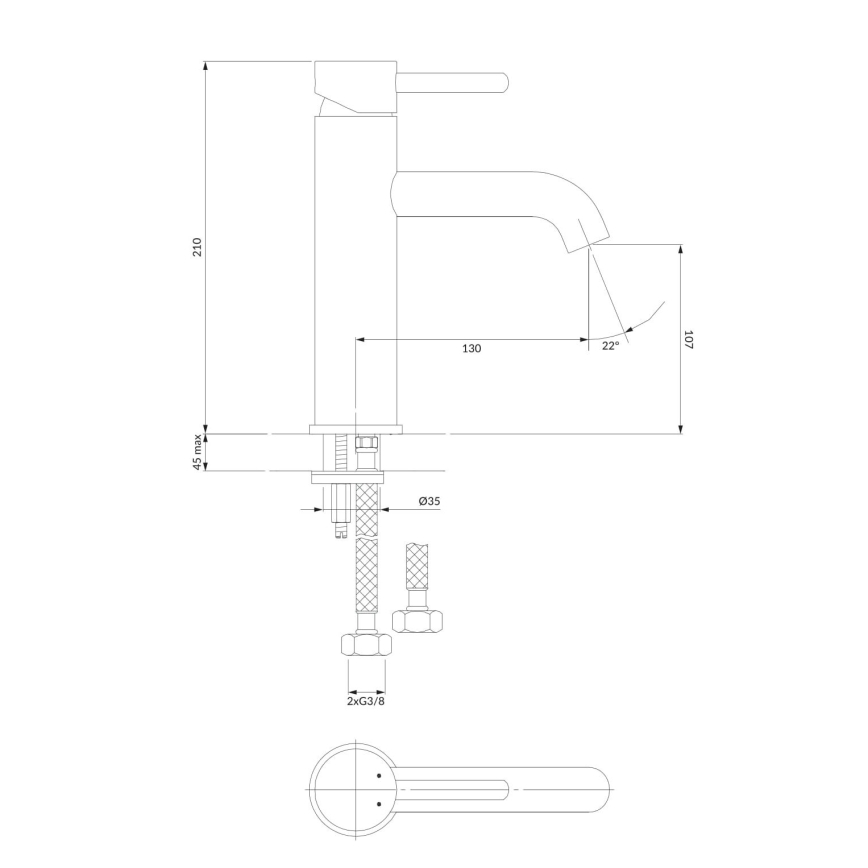 OMNIRES Y1213MAXCR - Kraan voor wastafel Y 21 cm glanzend chroom