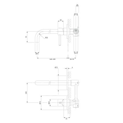 OMNIRES Y1215HCR - Robinet de lavabo pour installation encastrée Y chrome brillant