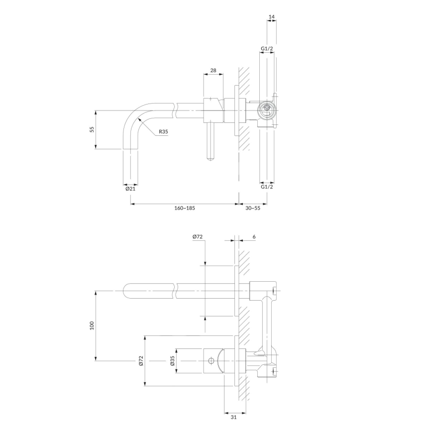 OMNIRES Y1215HCR - Robinet de lavabo pour installation encastrée Y chrome brillant