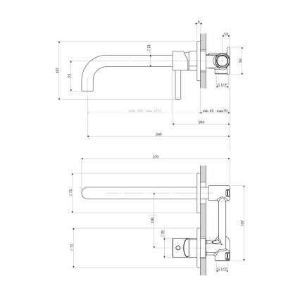 OMNIRES Y1215HLBL - Robinet de lavabo pour installation encastrée Y semi-mat noir