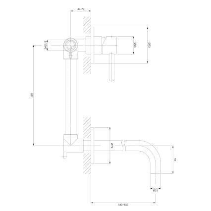 OMNIRES Y1215NCR - Robinet de lavabo pour installation encastrée Y chrome brillant