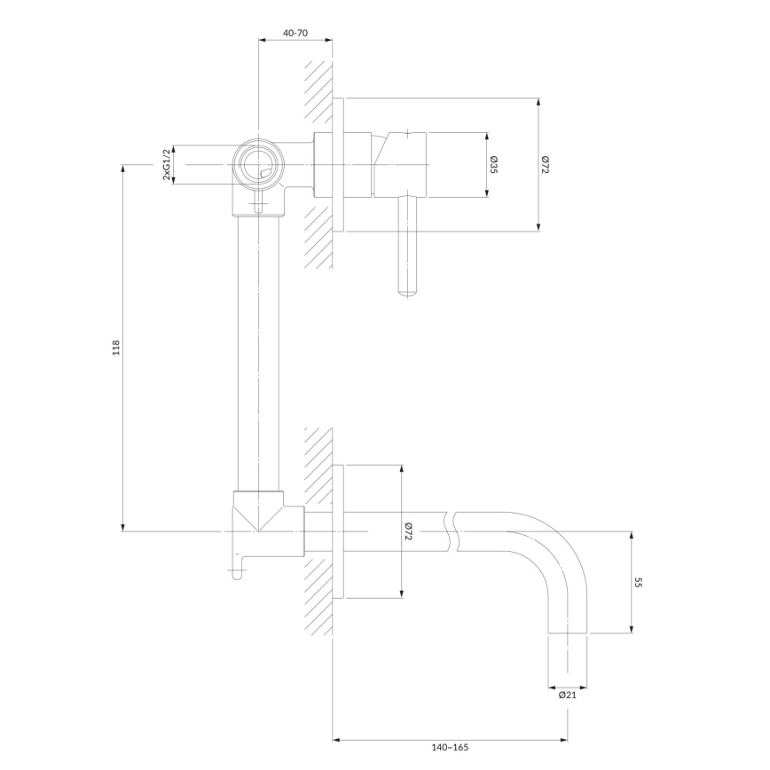 OMNIRES Y1215NCR - Robinet de lavabo pour installation encastrée Y chrome brillant