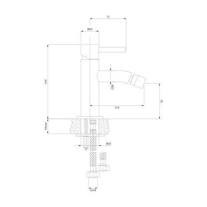 OMNIRES Y1220CR - Bidet kraan Y 14,5 cm glanzend chroom
