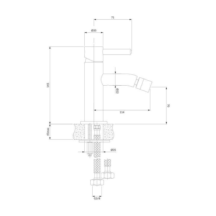 OMNIRES Y1220CR - Bidet kraan Y 14,5 cm glanzend chroom