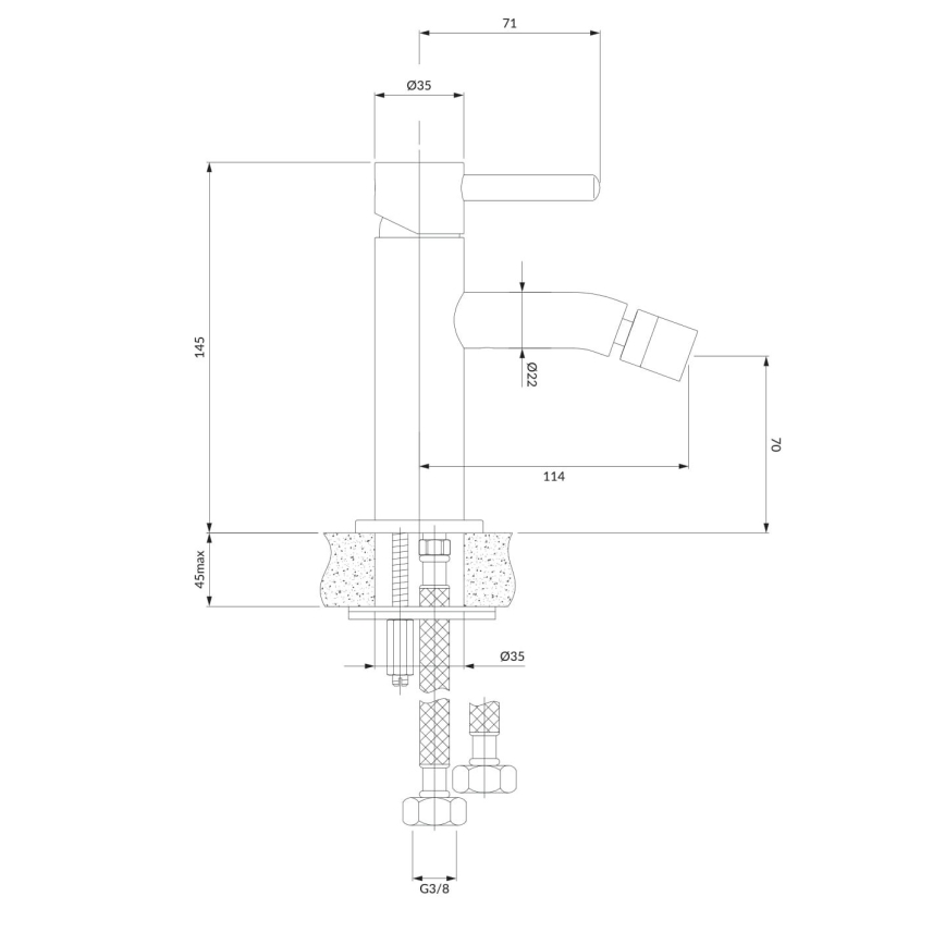 OMNIRES Y1220GLB - Bidet kraan Y 14,5 cm Grond goud