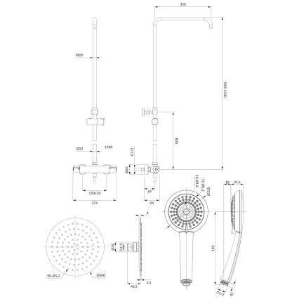 OMNIRES Y1244X/6CR - Colonne de douche avec robinet thermostatique Y chrome brillant