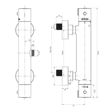 OMNIRES Y1246XCR - Robinet thermostatique de douche Y chrome brillant