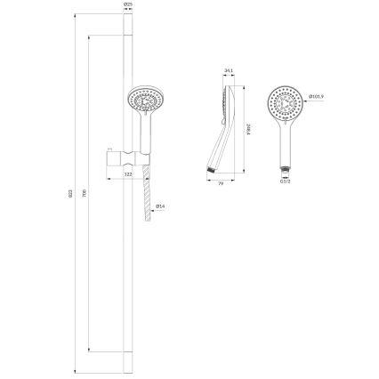 OMNIRES YOSEMITE-SBL - Douche set YOSEMITE mat zwart