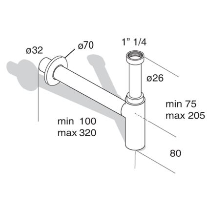 Omp tea - MINITOTI wastafelsifon DN32 mat zwart