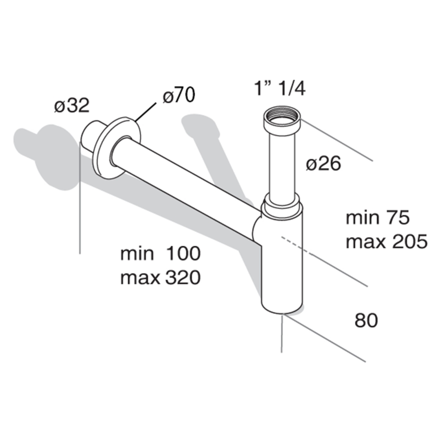 Omp tea - Siphon pour lavabo MINITOTI DN32 noir mat