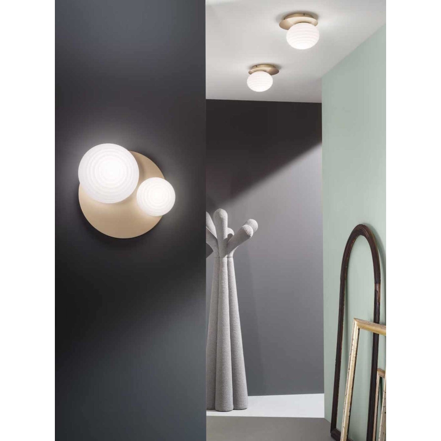 Ondaluce - Applique murale TONDO 1xE14/10W/230V + 1xE27/15W doré/blanc