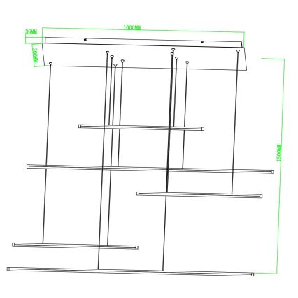 Ondaluce - Dimbare LED-hanglamp met kabel GENIUS LED/72W/230V zwart